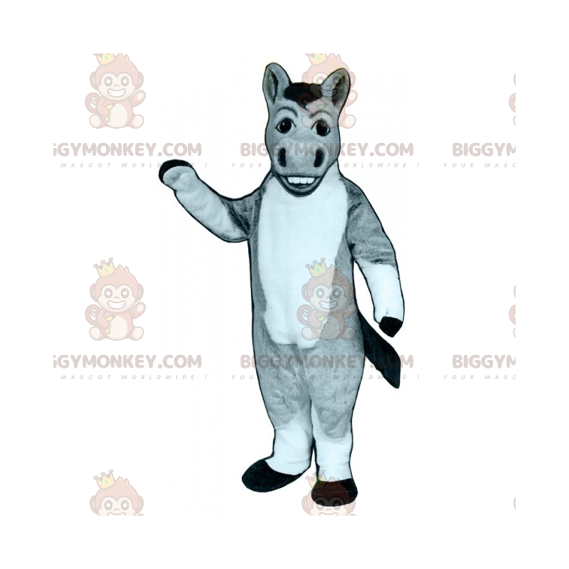 Disfraz de mascota burro gris con grandes fosas nasales