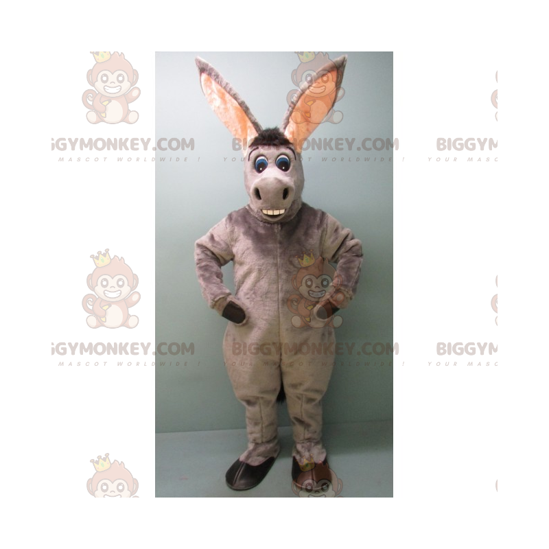 Traje de mascote BIGGYMONKEY™ Burro cinza com orelhas compridas