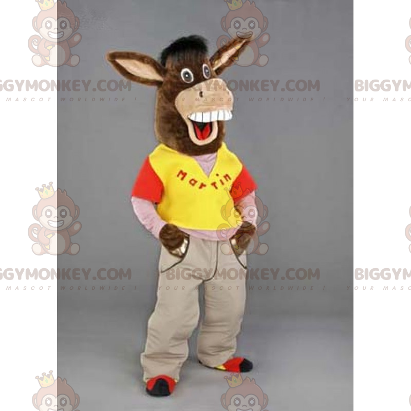 BIGGYMONKEY™ Lustiges Esel-Maskottchen-Kostüm mit komplettem