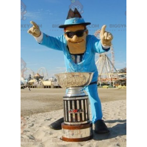 BIGGYMONKEY™-mascottekostuum voor heren, gekleed in blauw pak