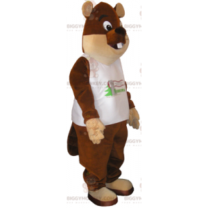 Eläimen BIGGYMONKEY™ maskottiasu - Big Brown Bear T-paidalla -