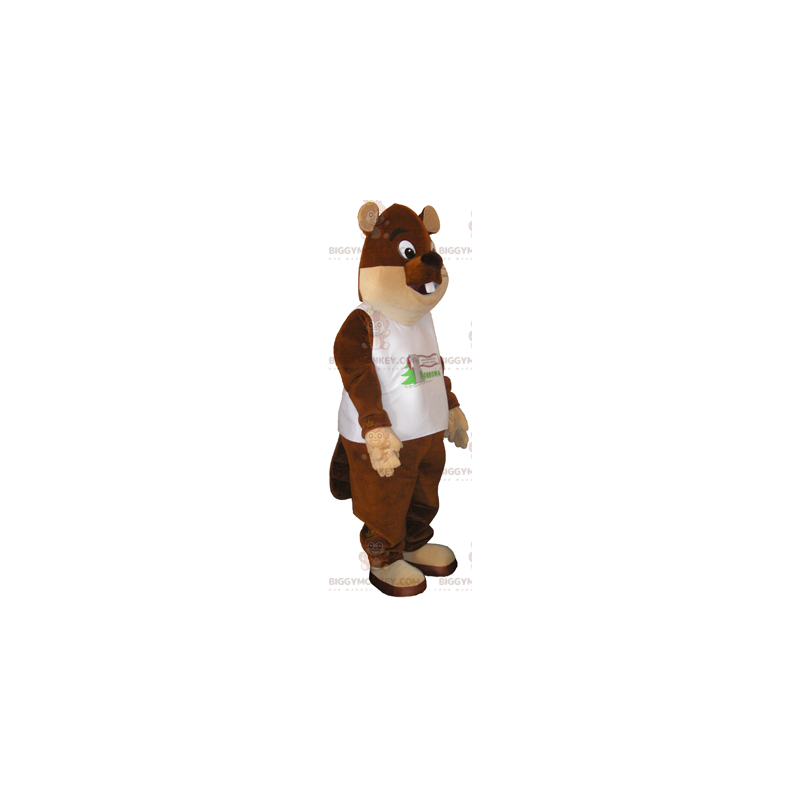 Animal BIGGYMONKEY™ maskotdräkt - stor brun björn med t-shirt -