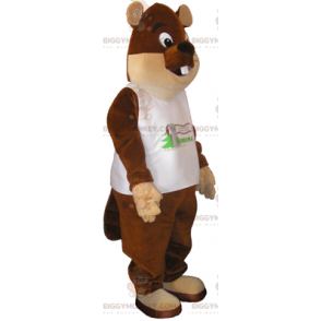 Animal BIGGYMONKEY™ maskotkostume - stor brun bjørn med t-shirt