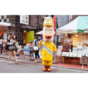 BIGGYMONKEY™ Mascot Costume Mustachioed Man in Yellow Uniform -