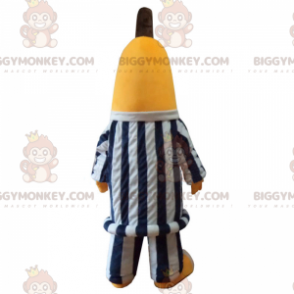 Bananen-BIGGYMONKEY™-Maskottchen-Kostüm im Gefangenen-Outfit -