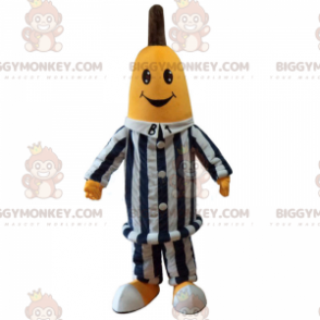 Bananen-BIGGYMONKEY™-Maskottchen-Kostüm im Gefangenen-Outfit -