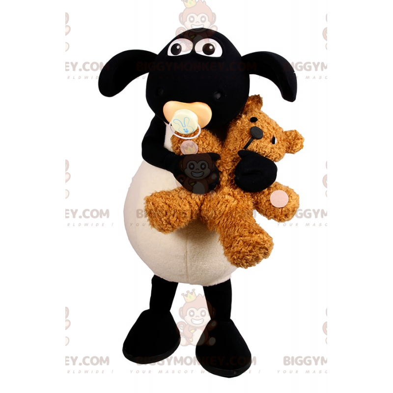 Baby-Schaf-BIGGYMONKEY™-Maskottchen-Kostüm mit Zubehör -