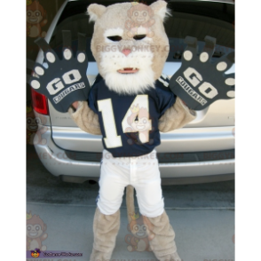 BIGGYMONKEY™ Mascot Costume Beige & White Tiger In Sportswear –