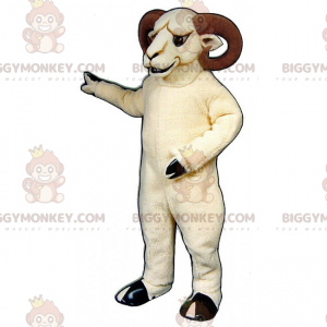 Witte Ram BIGGYMONKEY™ Mascottekostuum - Biggymonkey.com