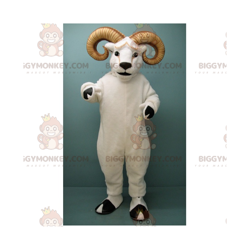 Big Horned White Ram BIGGYMONKEY™ Mascot Costume –