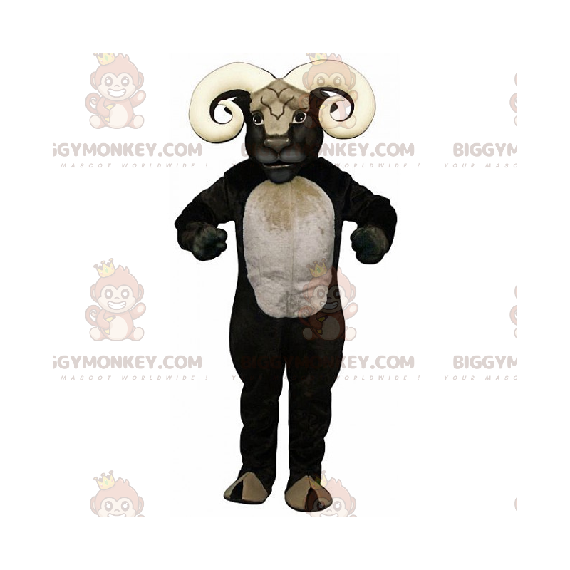 Costume de mascotte BIGGYMONKEY™ de bélier noir et blanc -