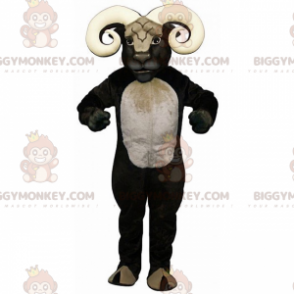 Costume de mascotte BIGGYMONKEY™ de bélier noir et blanc -