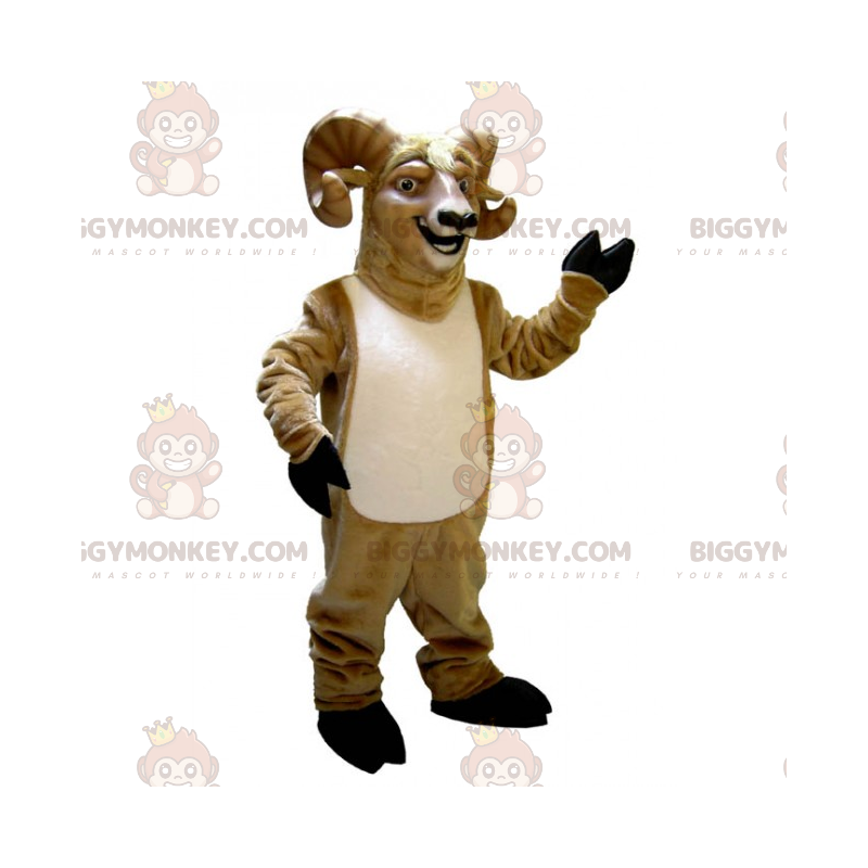 Costume de mascotte BIGGYMONKEY™ de bélier souriant -