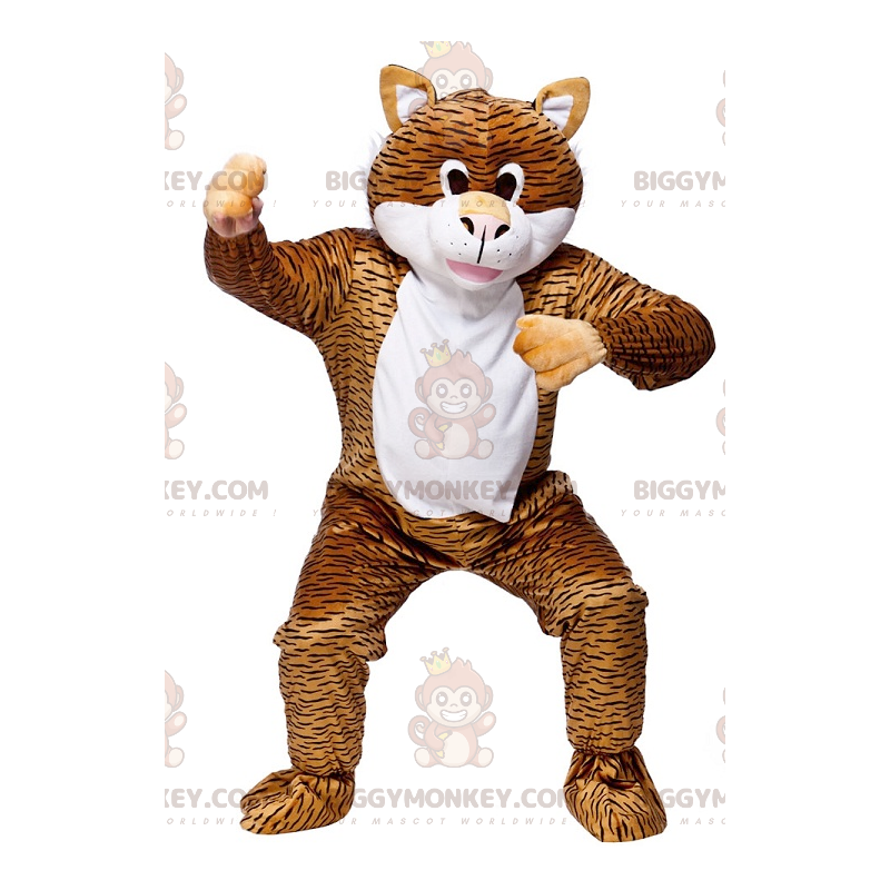 BIGGYMONKEY™ Costume mascotte gatto soriano arancione nero