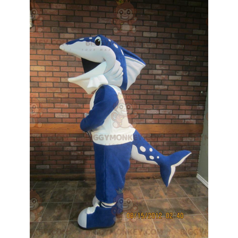 Traje de mascote de golfinho-orca azul BIGGYMONKEY™ –