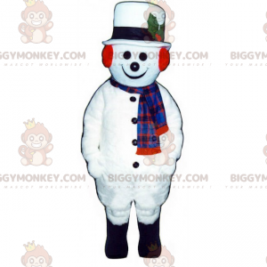 Kostým maskota sněhuláka BIGGYMONKEY™ s bílým kloboukem –