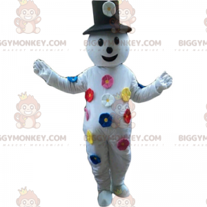 Snowman BIGGYMONKEY™ Mascot Costume with Color Flowers –