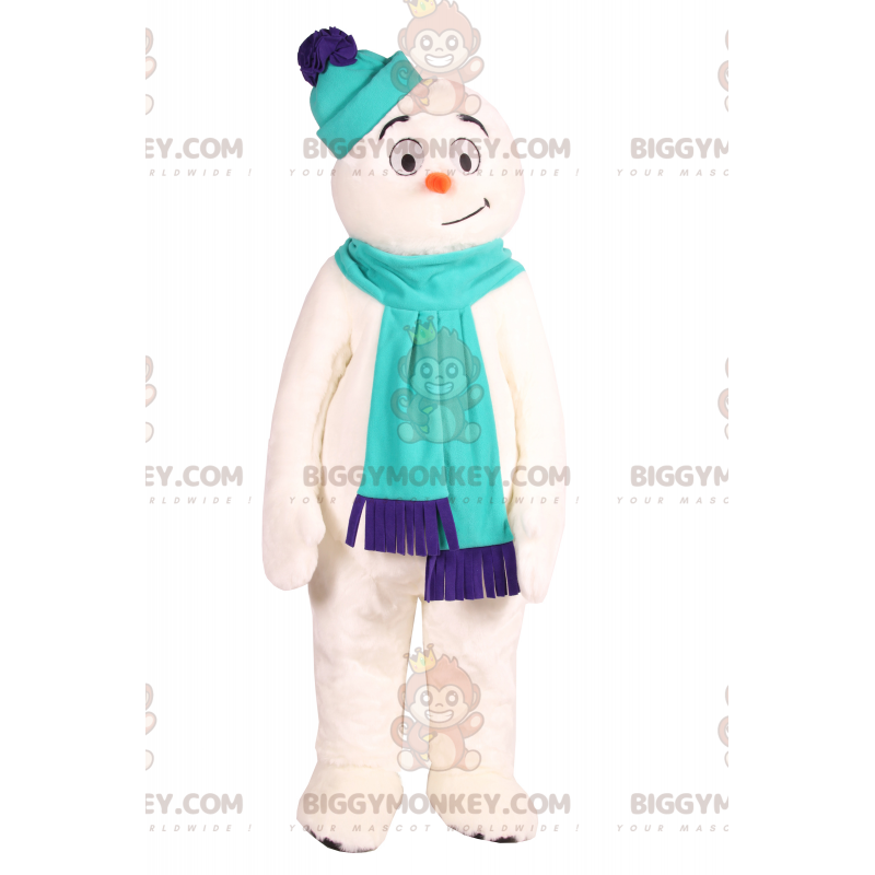 Costume de mascotte BIGGYMONKEY™ de bonhomme des neiges