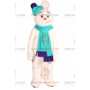 BIGGYMONKEY™ lächelndes Schneemann-Maskottchen-Kostüm mit