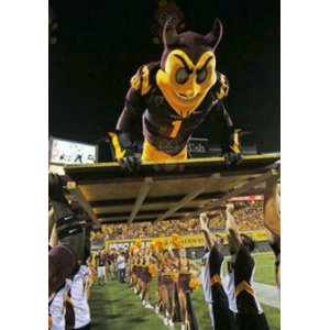 Costume da mascotte del diavolo nero e giallo BIGGYMONKEY™ in