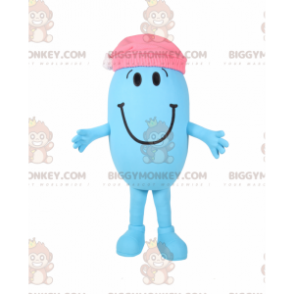 BIGGYMONKEY™ Smiling Snowman Mascot Costume With Pink Beanie -