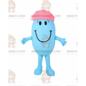 BIGGYMONKEY™ Smiling Snowman Mascot Costume With Pink Beanie –