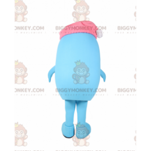 BIGGYMONKEY™ Smiling Snowman Mascot Costume With Pink Beanie -