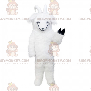 BIGGYMONKEY™ Mascottekostuum Witte geit met zwarte poot -