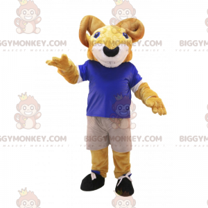 BIGGYMONKEY™ geit mascottekostuum in voetbaloutfit -