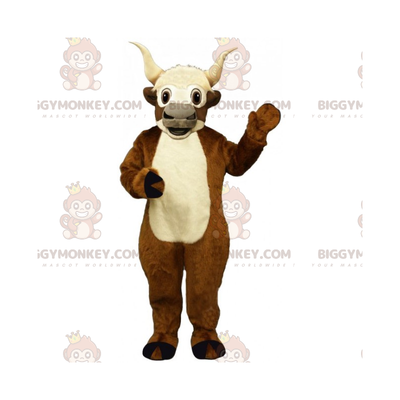 BIGGYMONKEY™ maskotkostume Brun ged med hvid mave -