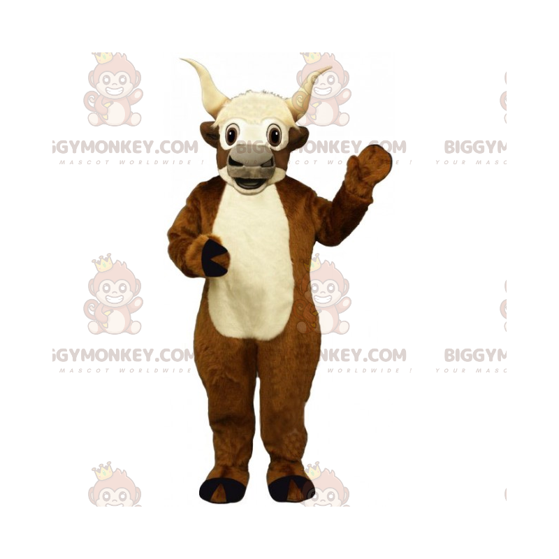 Costume de mascotte BIGGYMONKEY™ de bouc marron avec ventre