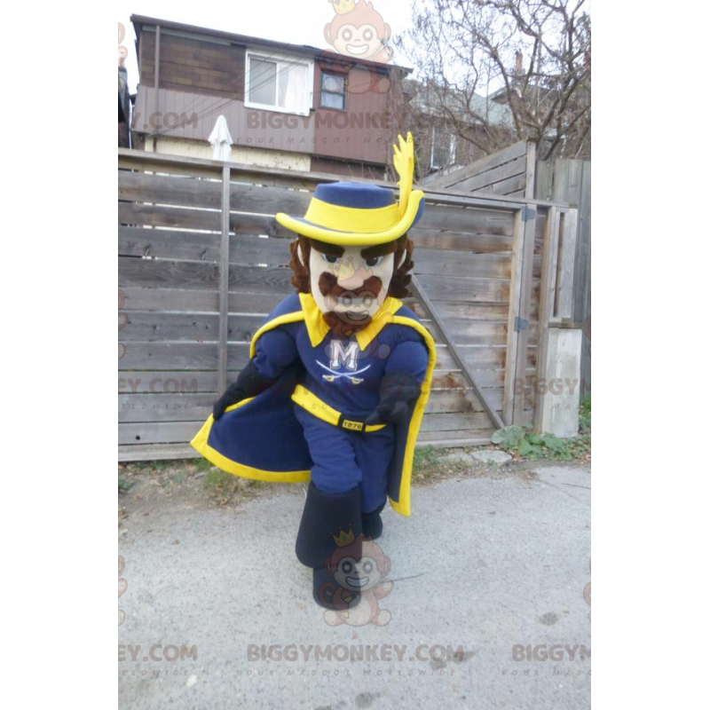 Blue and Yellow Musketeer BIGGYMONKEY™ Mascot Costume -