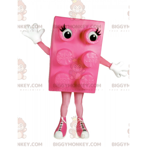 Disfraz de mascota BIGGYMONKEY™ de ladrillo lego rosa con