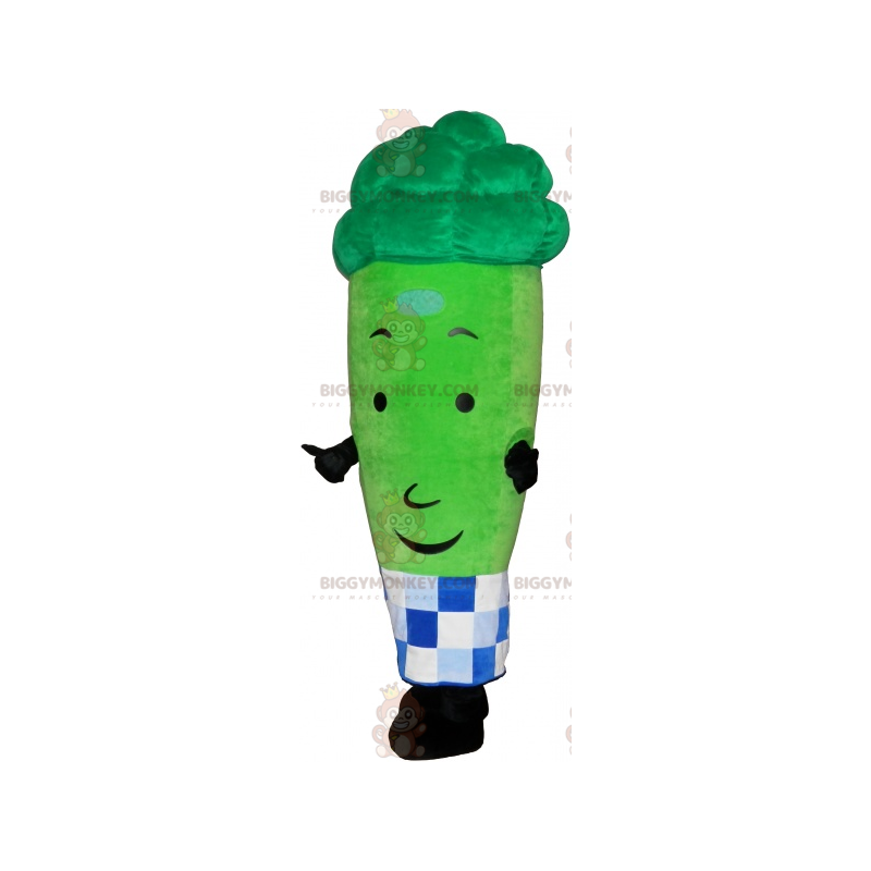 Broccoli BIGGYMONKEY™ mascottekostuum met geruite schort -
