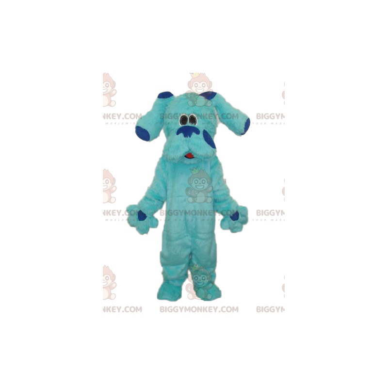 Costume de mascotte BIGGYMONKEY™ de chien bleu tout poilu géant
