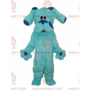 Costume de mascotte BIGGYMONKEY™ de chien bleu tout poilu géant