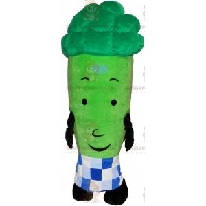 Broccoli BIGGYMONKEY™ Mascot Costume with Plaid Apron –