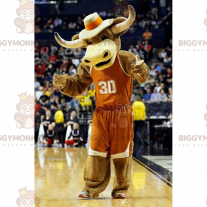 Buffalo BIGGYMONKEY™ maskotdräkt i basketdräkt och cowboyhatt -