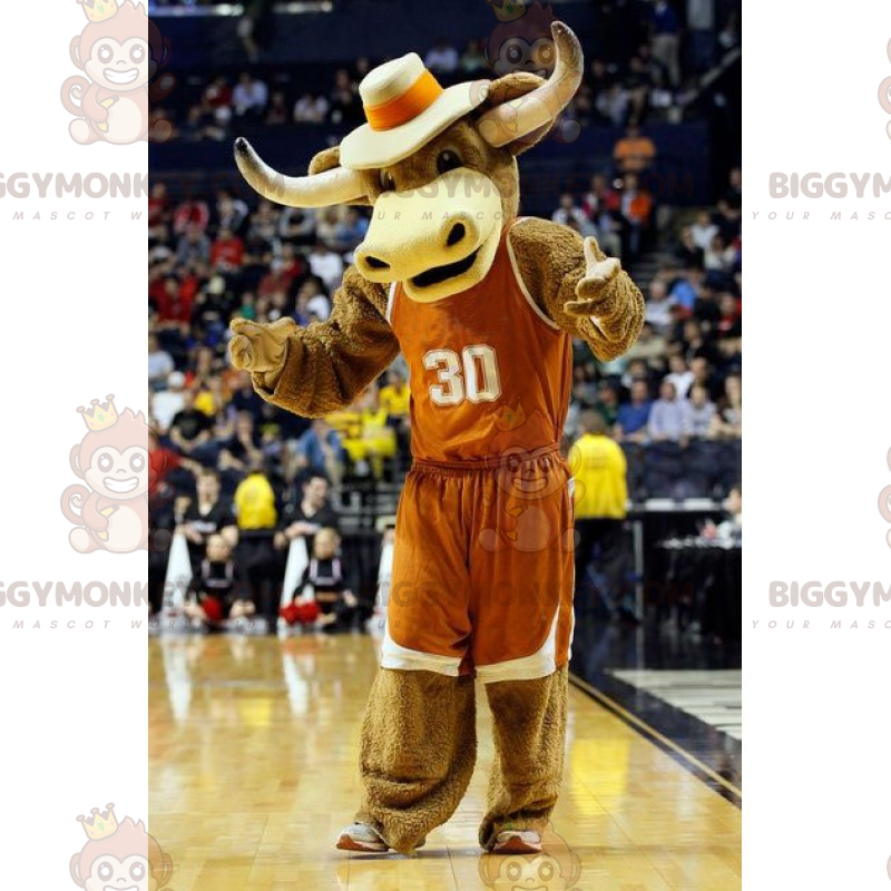 Buffalo BIGGYMONKEY™ maskotdräkt i basketdräkt och cowboyhatt -