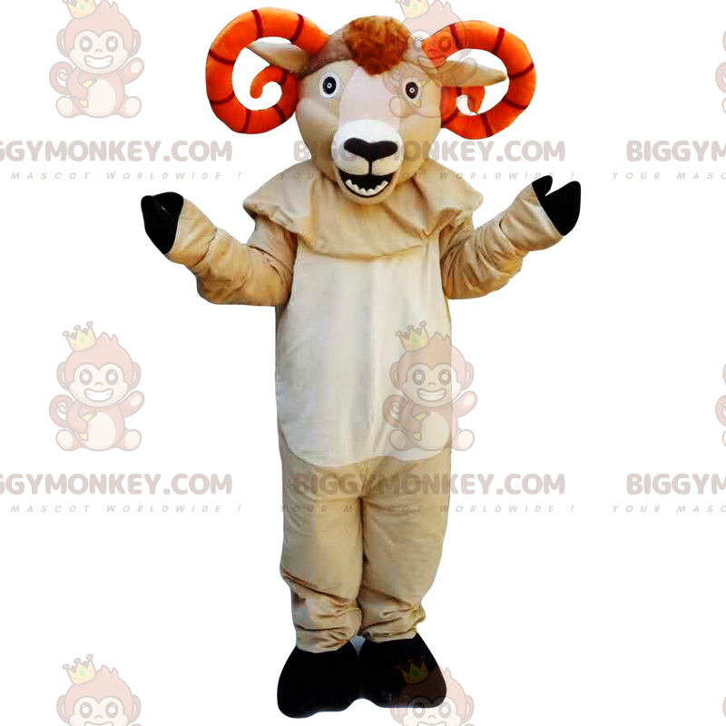 Buffalo BIGGYMONKEY™ maskottiasu oransseilla sarvilla -