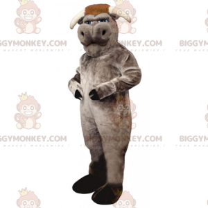 Traje de mascote de búfalo cinza BIGGYMONKEY™ – Biggymonkey.com