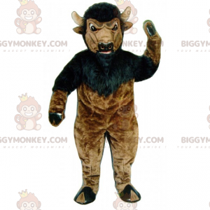 Disfraz de mascota BIGGYMONKEY™ de búfalo negro y marrón -