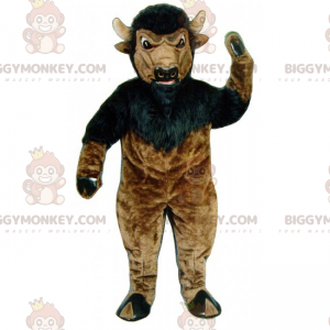 Schwarz-brauner Büffel BIGGYMONKEY™ Maskottchen-Kostüm -