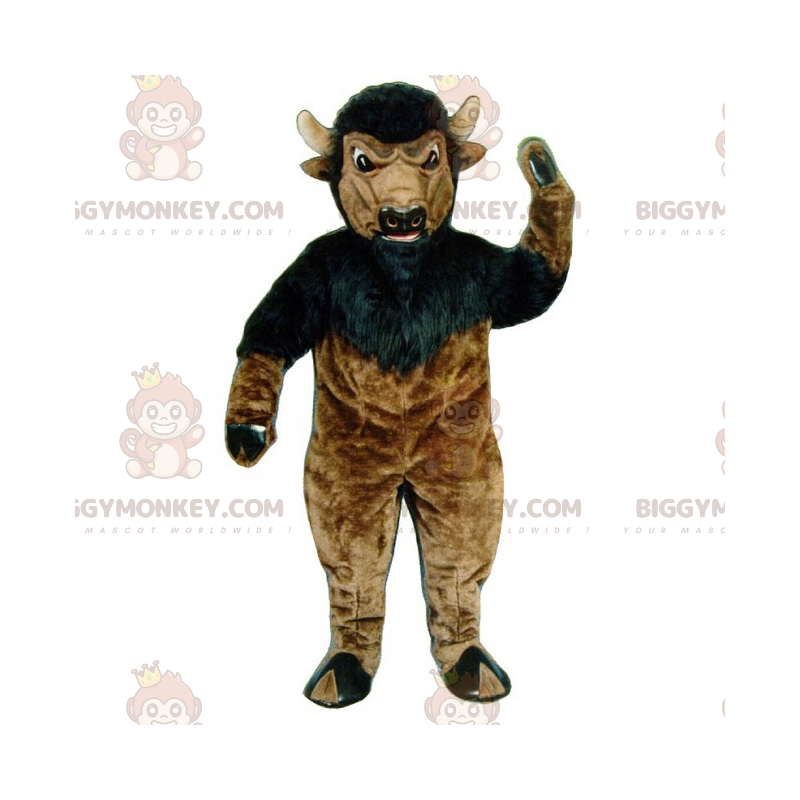 Disfraz de mascota BIGGYMONKEY™ de búfalo negro y marrón -