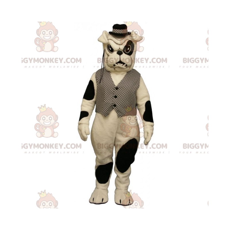 BIGGYMONKEY™ prickig bulldogmaskotdräkt med jacka och hatt -