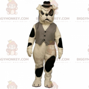 Traje de mascote de buldogue malhado BIGGYMONKEY™ com jaqueta e