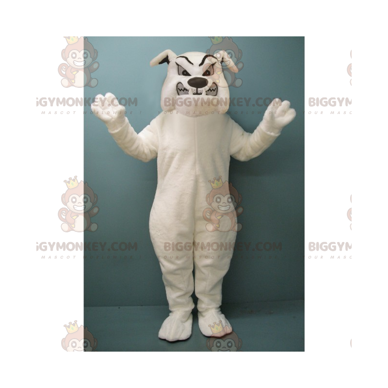 Tollwütige weiße Bulldogge BIGGYMONKEY™ Maskottchen-Kostüm -