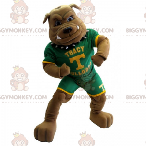 Bulldog BIGGYMONKEY™ maskotdräkt i amerikansk fotbollsoutfit -