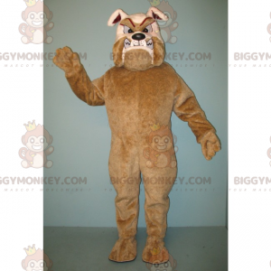 Brązowo-brązowy kostium maskotki wściekłego buldoga