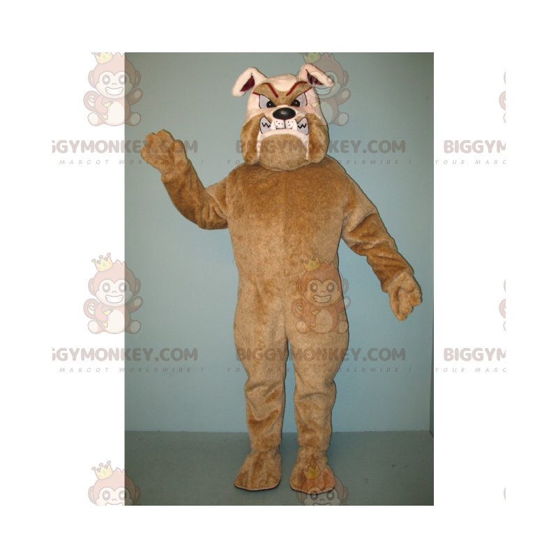 Brązowo-brązowy kostium maskotki wściekłego buldoga